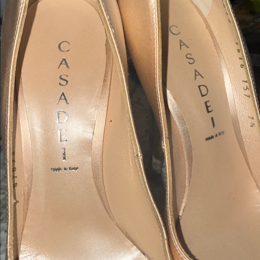 Casadei Blush and Silver Platform Heels - Picture 3 of 9